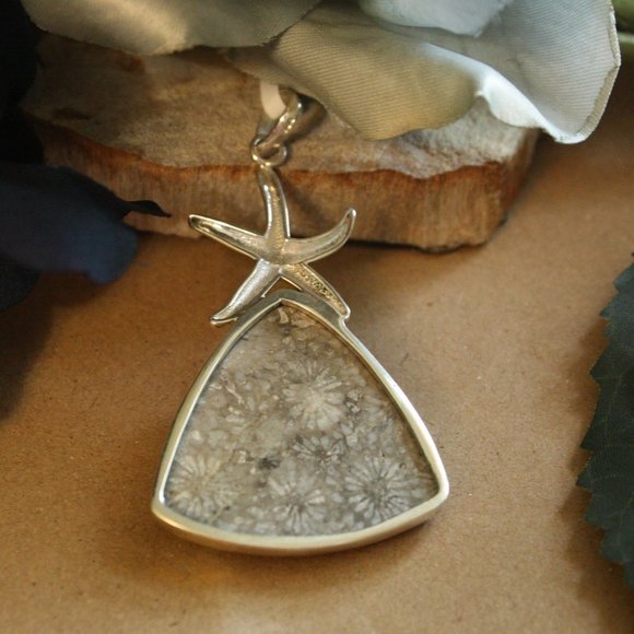 Fossil Coral Starfish Pendant - Picture 2 of 2